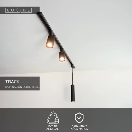 Lucide TRACK Tapa final - Sistema de carril monofásico / Iluminación con rieles - Set de 2 - Negro (Extensión) - USP